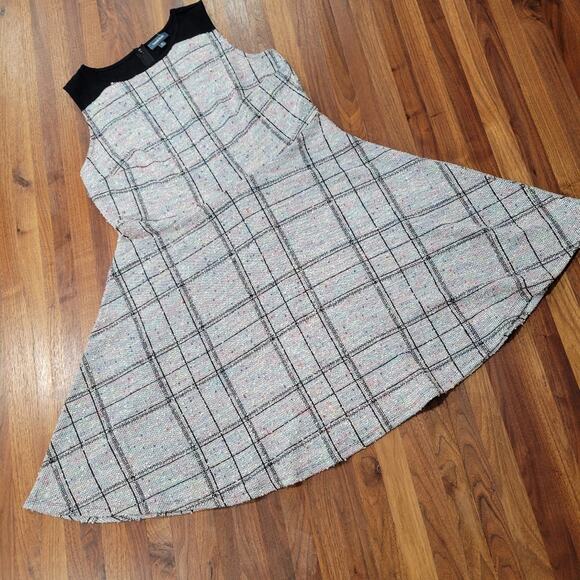 Modcloth Smiling From The Top A-Line Windowpane Dress Multicolor Textured Knit - Picture 2 of 9